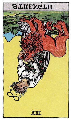 Mujer acariciando un león fuerte.