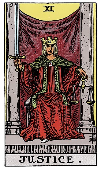 Tarot de la justicia, equilibrio y verdad.